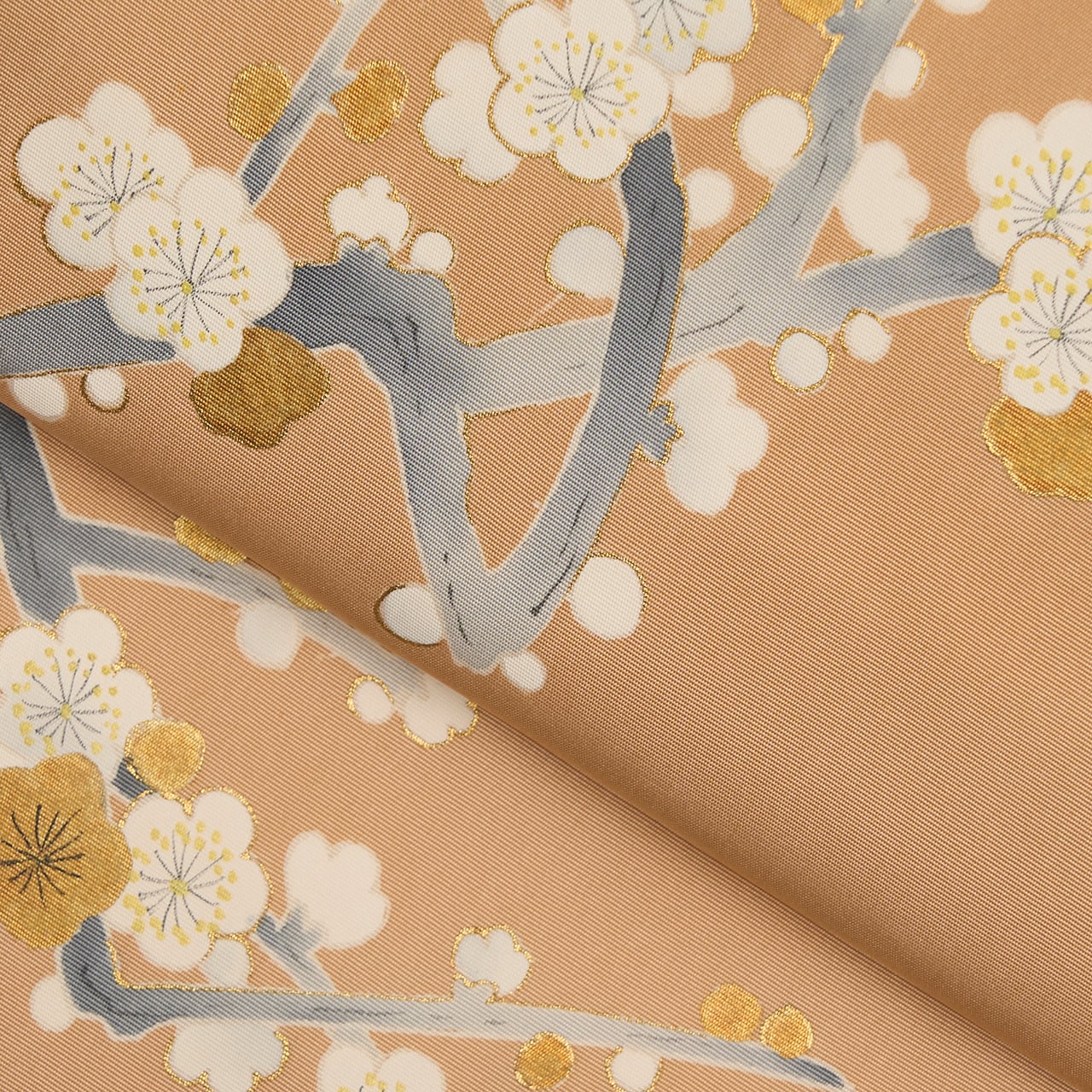 銀座新松 梅の花の模様 手描友禅名古屋帯【中古】 | かわの屋