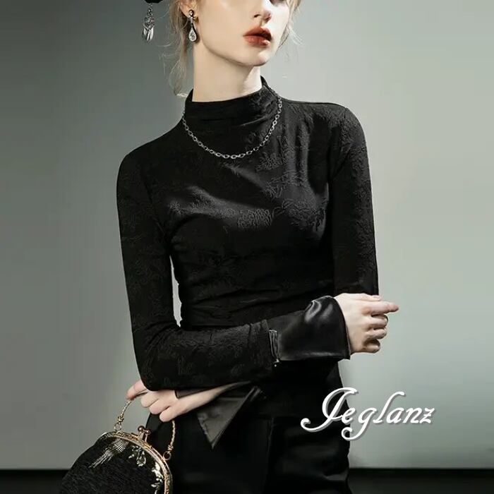 カットソー ブラウス ハイネック 刺繍 ベアスリーブ ジャケットイン ♪(MB293)σ,ς*