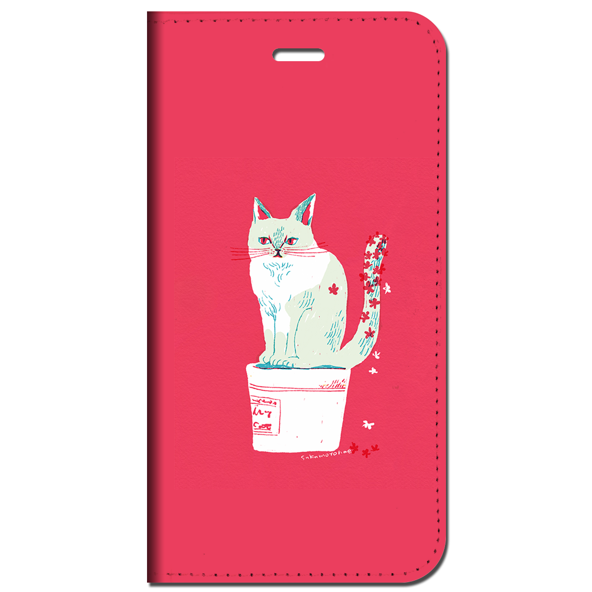 iPhone対応 スマホ 手帳型ケース ネコのリンダ ポップ イラスト 【iPhone17 / iPhone16 / iPhone16e / iPhoneSE 他 iPhone各機種対応】 st41