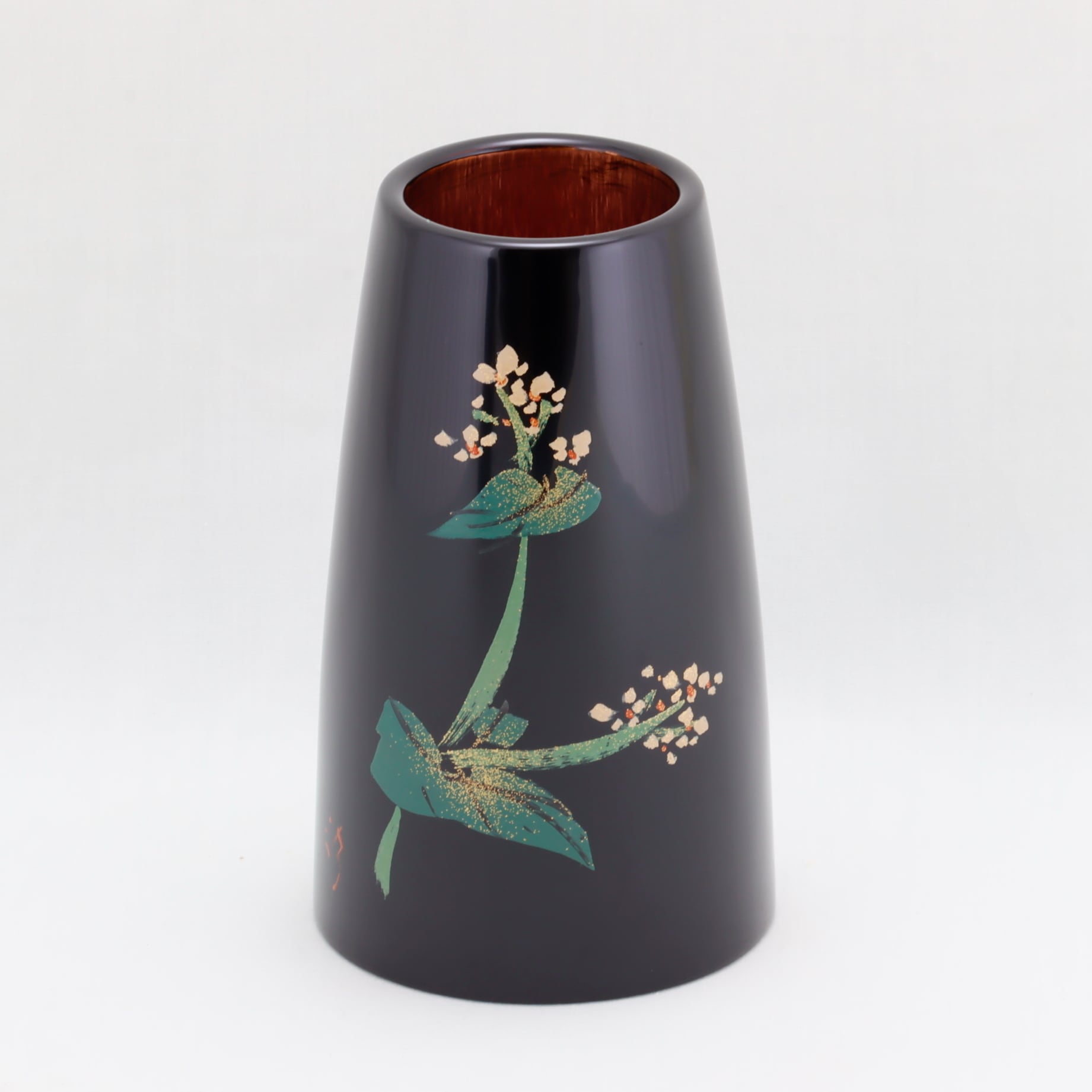917-1 輪島塗 花器／ペン立て形／黒塗／蕎麦蒔絵 | 輪島塗 加藤漆器店