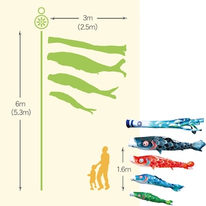 風舞ガーデンセット　３M７点セット（徳永鯉のぼり）