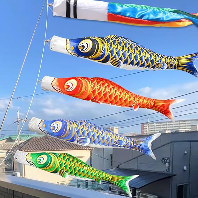 KO29 鯉のぼり4m 積美鯉 吹流しと鯉3匹 鯉のぼり単品 黒鯉4m