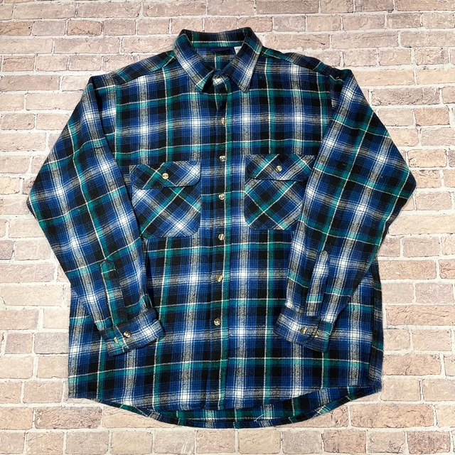 DAKOTA FLANNEL CHECK SHIRT BLUE L OLD