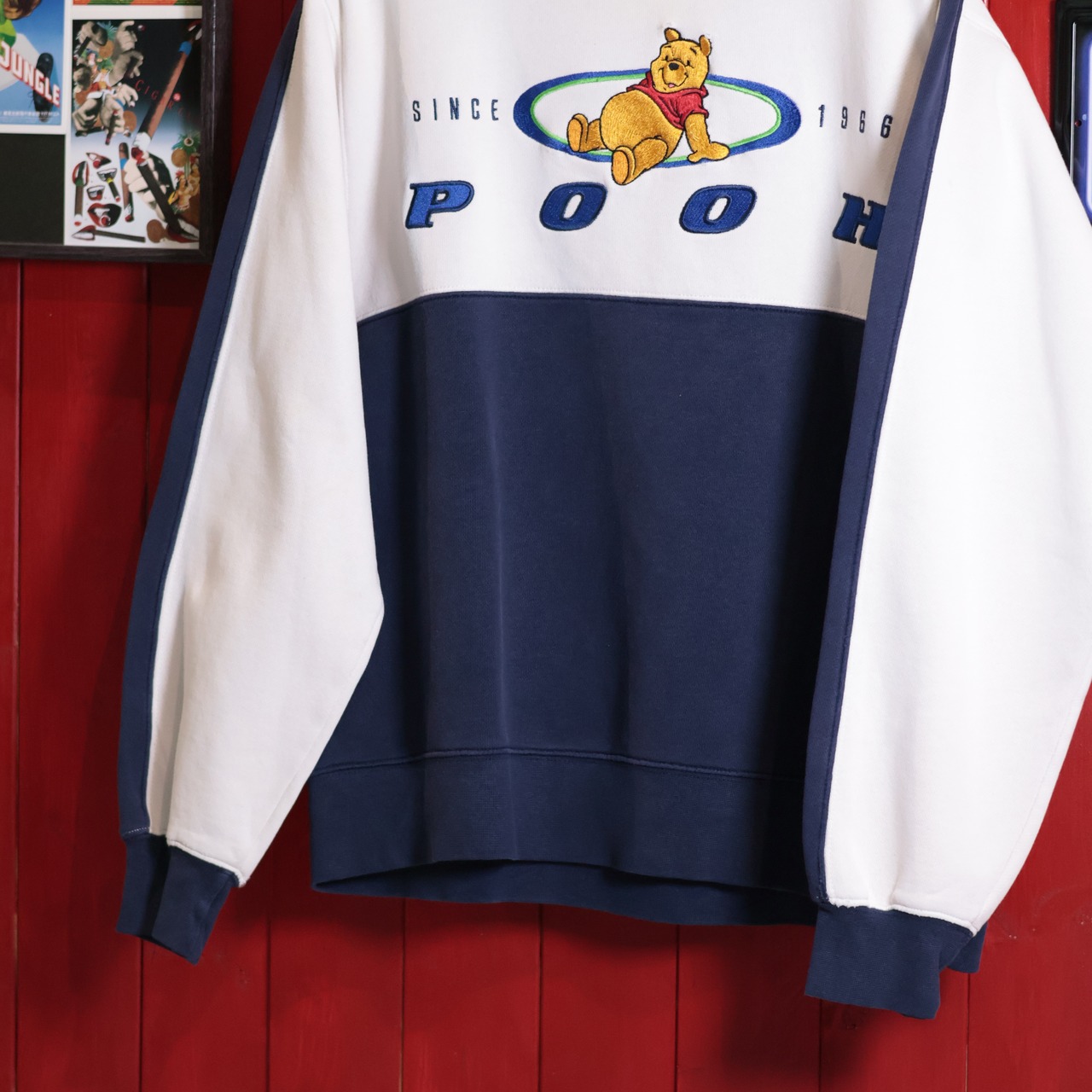 Disney POOH ツートンカラースウェット 刺繍 ディズニー プーさん