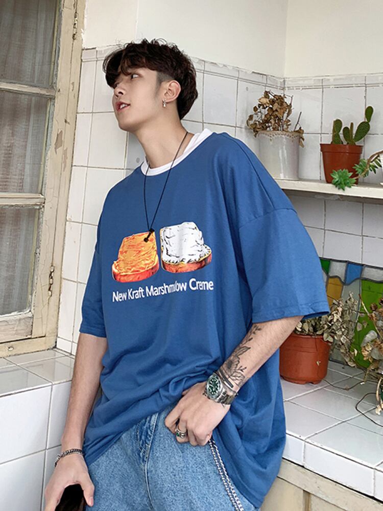 全2色 Tシャツ カットソー プリント カジュアル シンプル