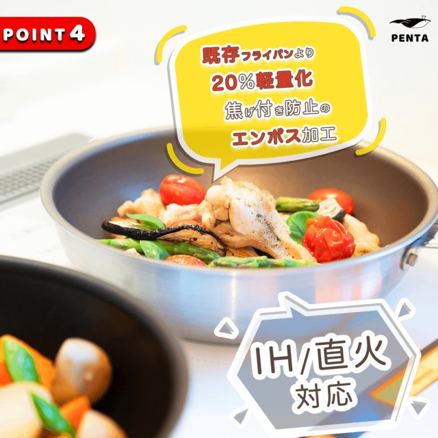 フライパン蓋付きセット 20cm深型 シャンパンゴールド 王様フライパンPENTA（ペンタ）