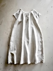 フランス 1900s リネン 貝たちの行進 とろり長いロングワンピースb アンティーク