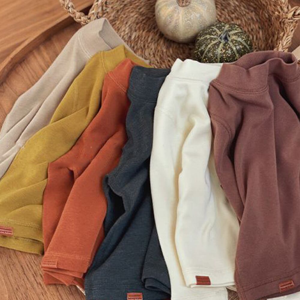 【BABY&KID】ハイネック無地シャツ