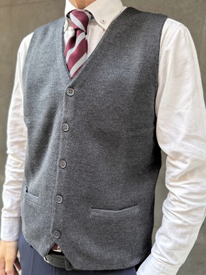 【オリジナルニットベスト L】チャコール KN5103-25DB-4