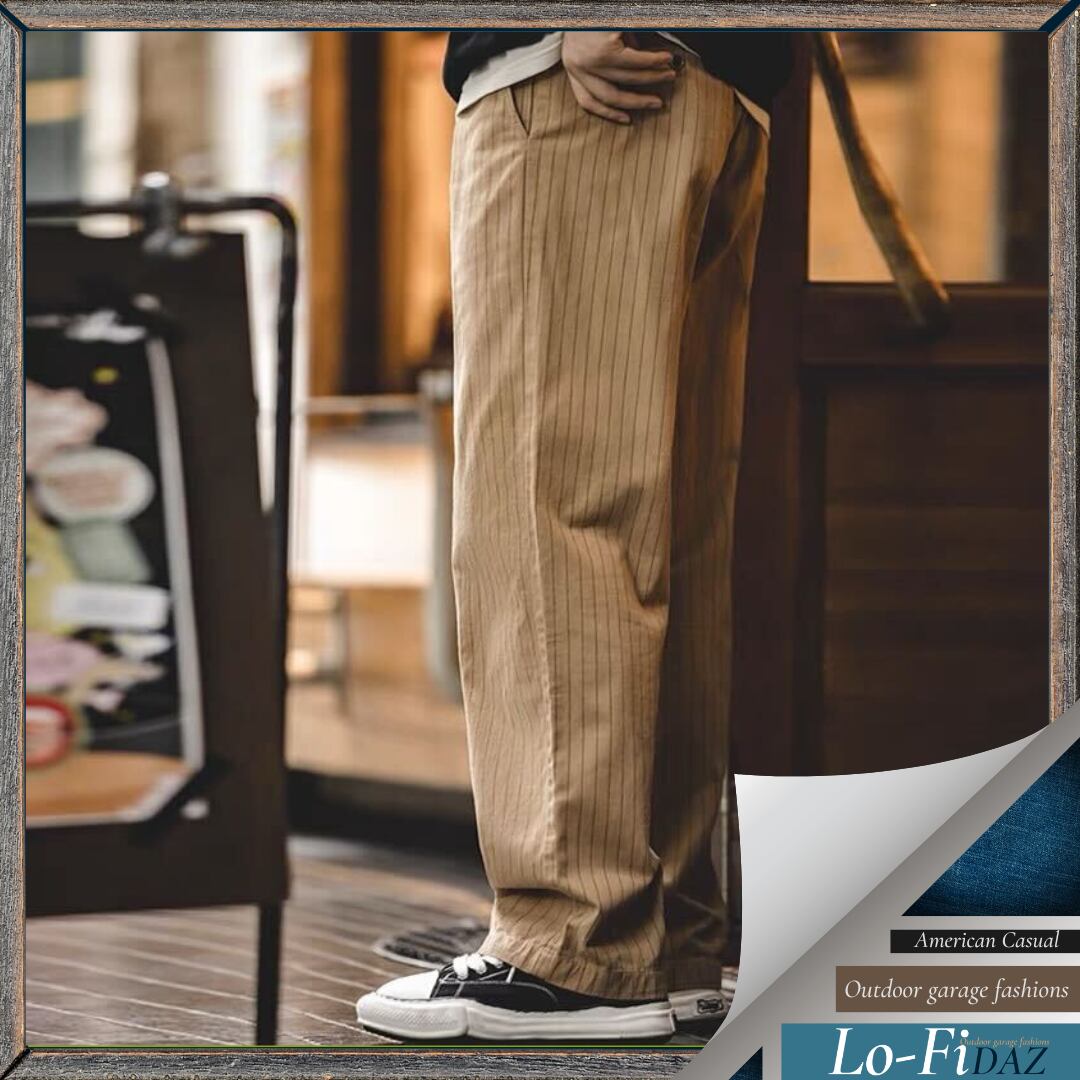 ストレートレッグ チノストライプワイドパンツ 20312