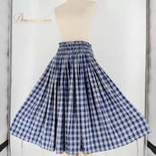 フラダンス 衣装 パウスカート ブルー系 ホワイト系 チェック柄 シングル シンプル かわいい ふわふわ 鮮やか 華やか 明るい ハワイアン アロハ フラ ダンス レッスン 練習 鮮やかブルー チェック柄スカート ふんわり