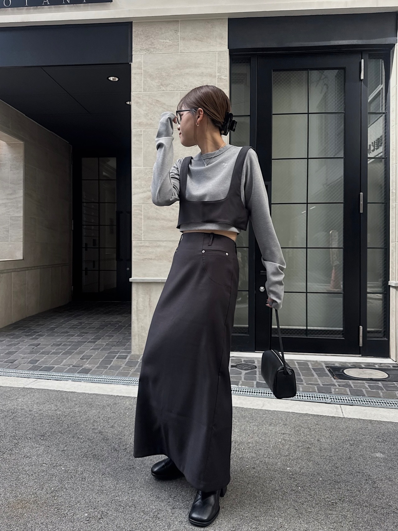 silver hook bustier long SK set