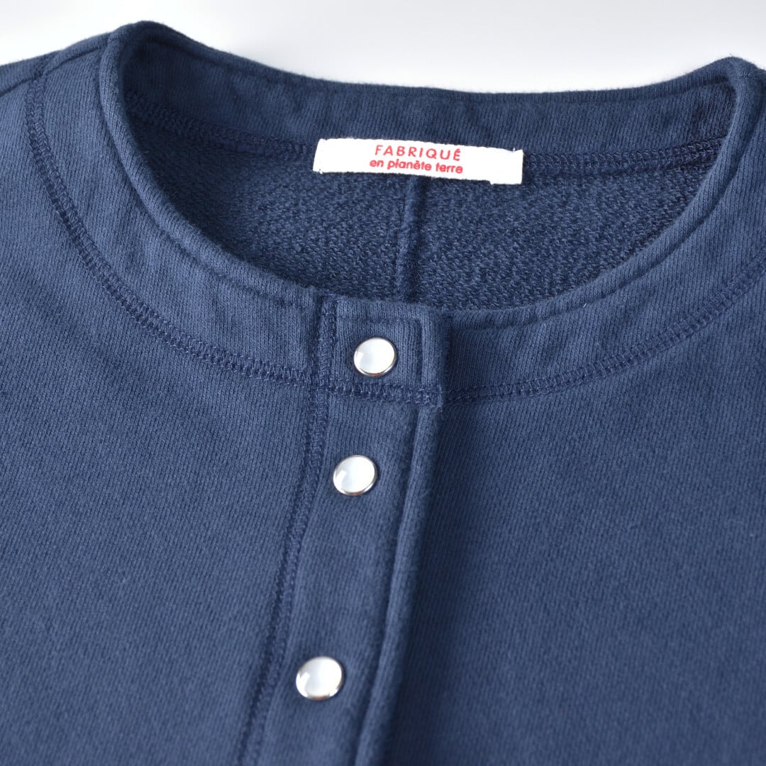 Fabrique en planete terre ファブリケアンプラネテール 裏毛オーバーサイズスナップカーディガン・ネイビー【送料無料】
