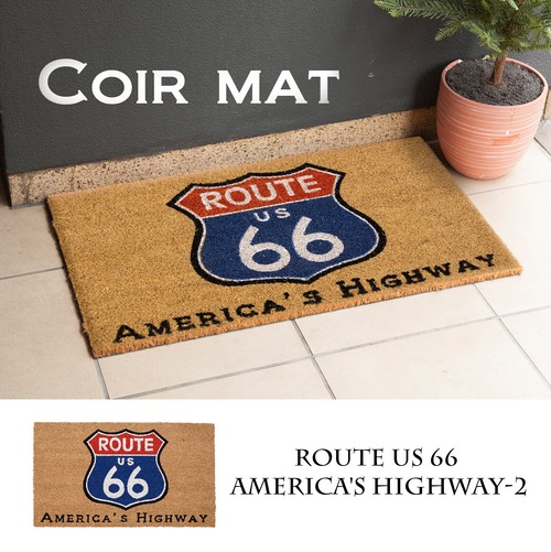 コイヤーマット［ROUTE US 66 AMERICA'S HIGHWAY-2］＜玄関マット / アメリカン雑貨