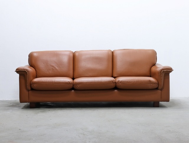 ※商談中 ヴィンテージ 本革 3Pソファ 3シーター レザー モダン ブラウン 茶 レトロ RBT03040