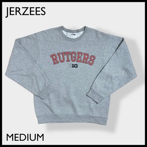 【JERZEES】カレッジロゴ ラトガーズ大学 RUTGERS アーチロゴ スウェット トレーナー プルオーバー グレー M US古着