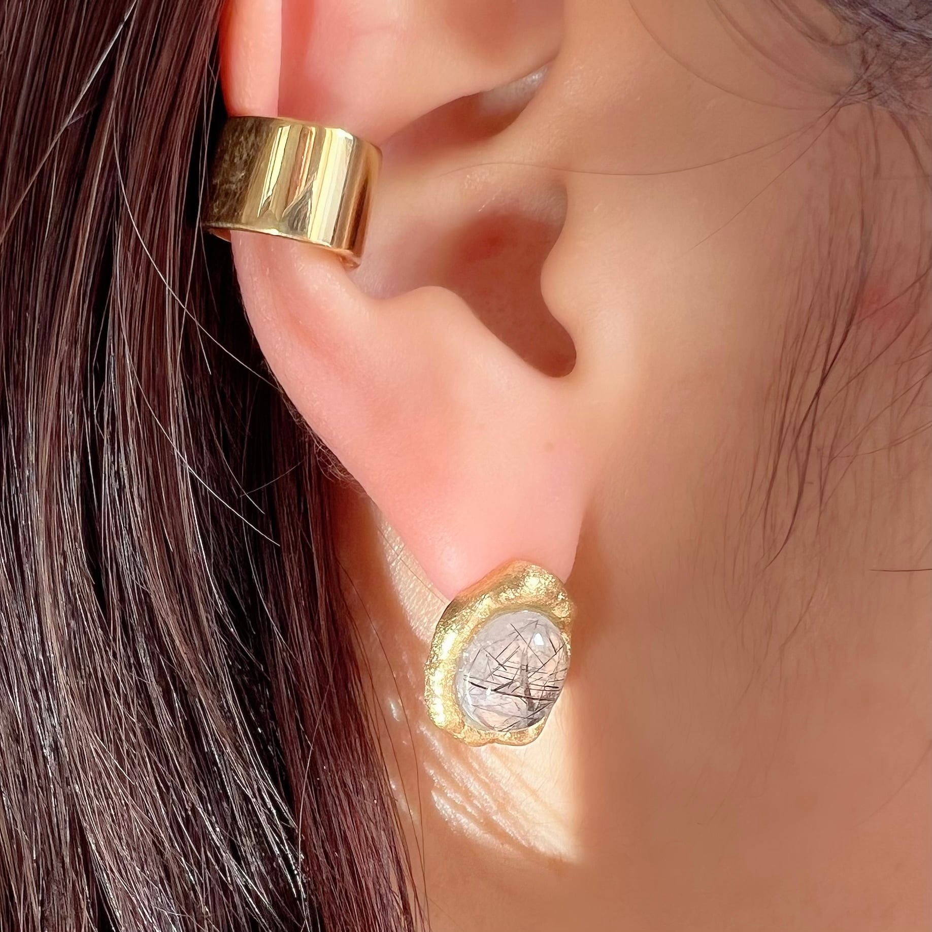 一点物・SV925Black Rutile Quartz Pierce