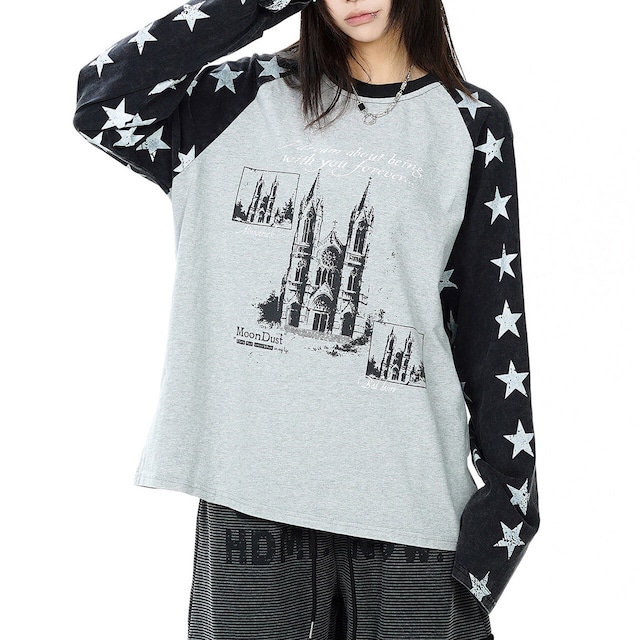 スターパターンラグランアートTシャツ 2col R02480