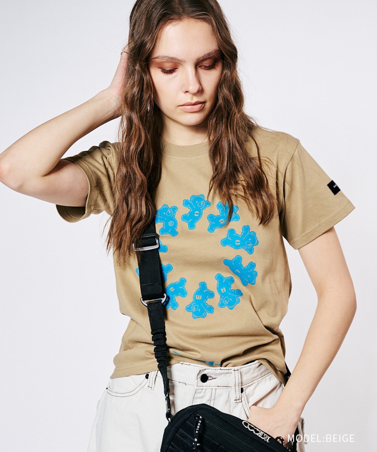 COOLAサークルベアープリントコンパクトTシャツ (BEIGE)　CQ-48100