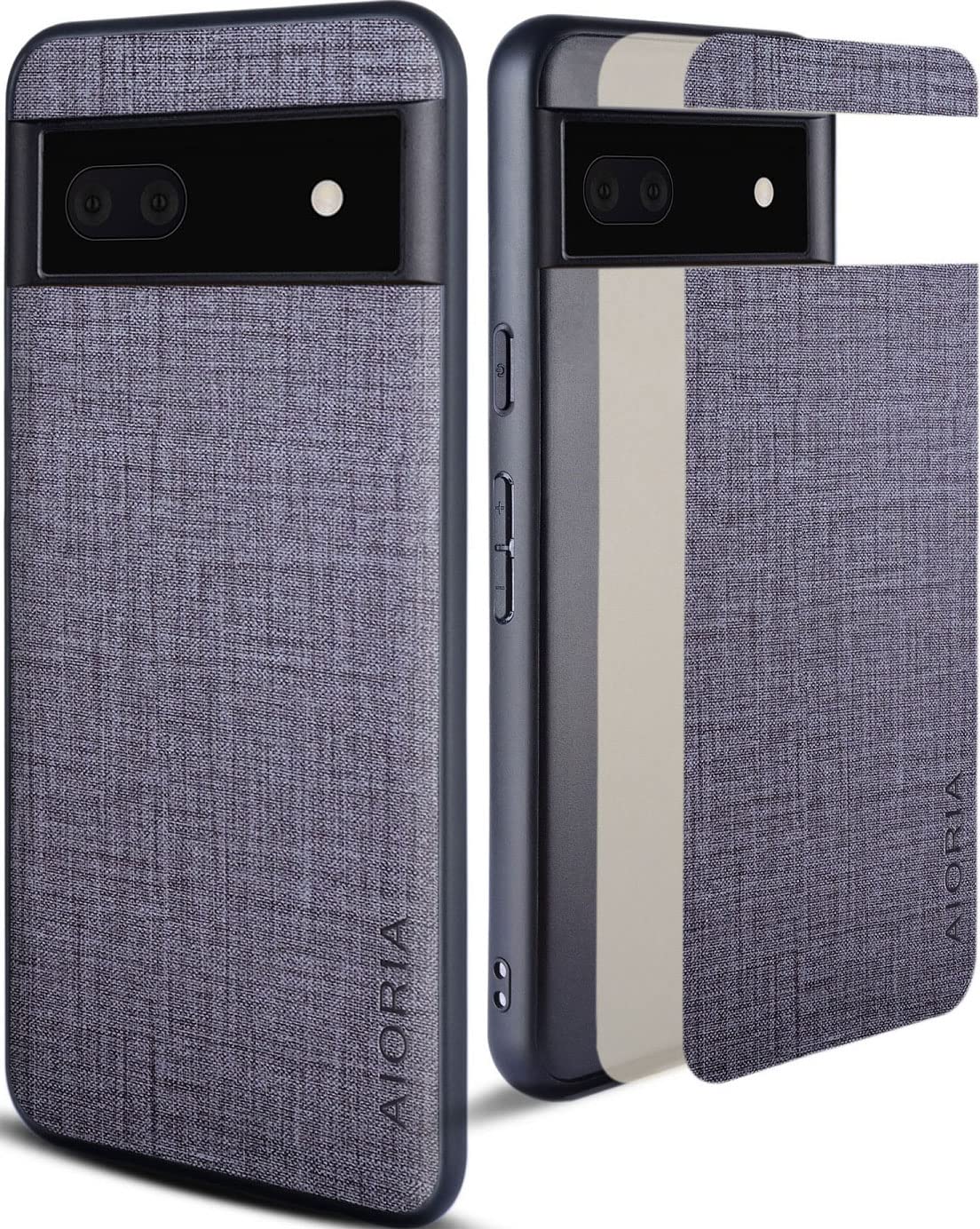 Aioria 互換性 ケース for Google Pixel 6A 5G 生地パターンレザー高級に保護純色スマホケース (Gray, For Google Pixel 6A)