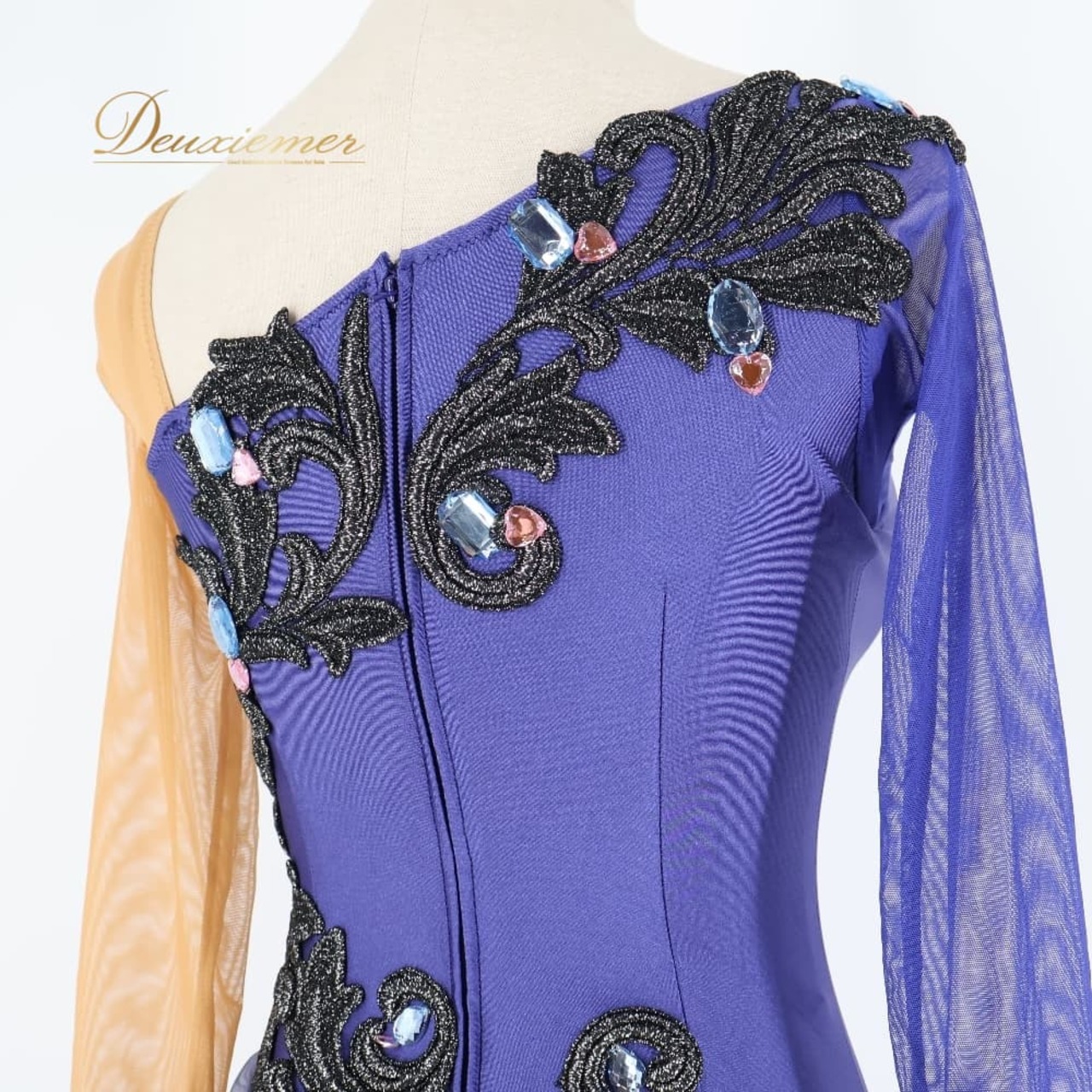 社交ダンス 衣装 ラテン ドレス ワンピース パープル系 ネイビー系 紺 紫 黒 セキネ SEKINE 日本製 レース デモ 競技 ダンス パーティ 発表会 競技用 ラテン用 デモンストレーション 発表会用上品 大人可愛い