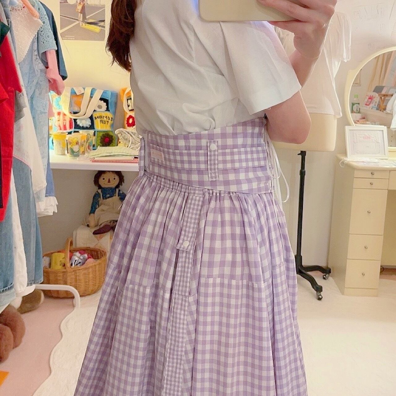 original : transformation belt gingham check skirt . purple