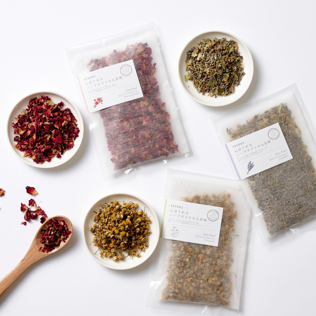 無添加 国産ひのきとハーブのギフトセット｜国産ひのき入浴剤＆精油付き・選べる天然ハーブ入浴剤