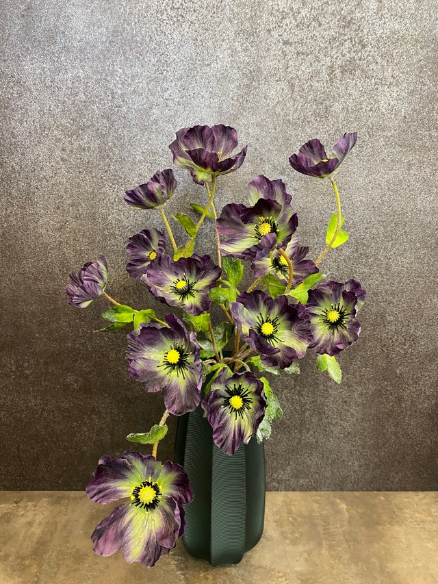 光触媒造花　ポピー　新品1本　2color  パープルグリーン