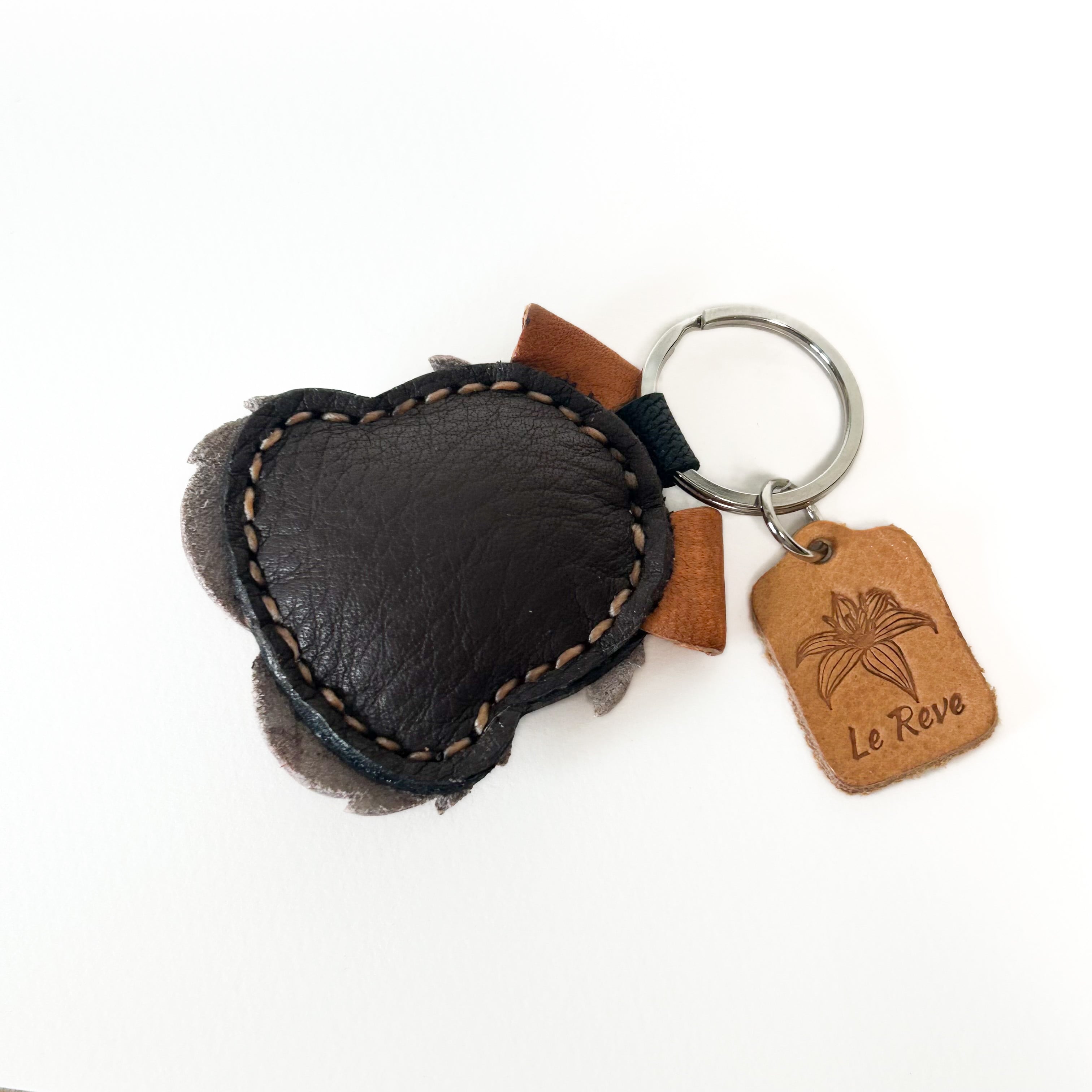 本革 キーホルダー アニマル （犬 シュナウザー）動物 レザー ハンド