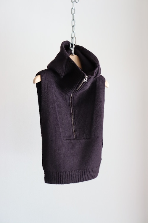 MEIAS " WAVE WOOL HOODIE VEST(Burgandy)"