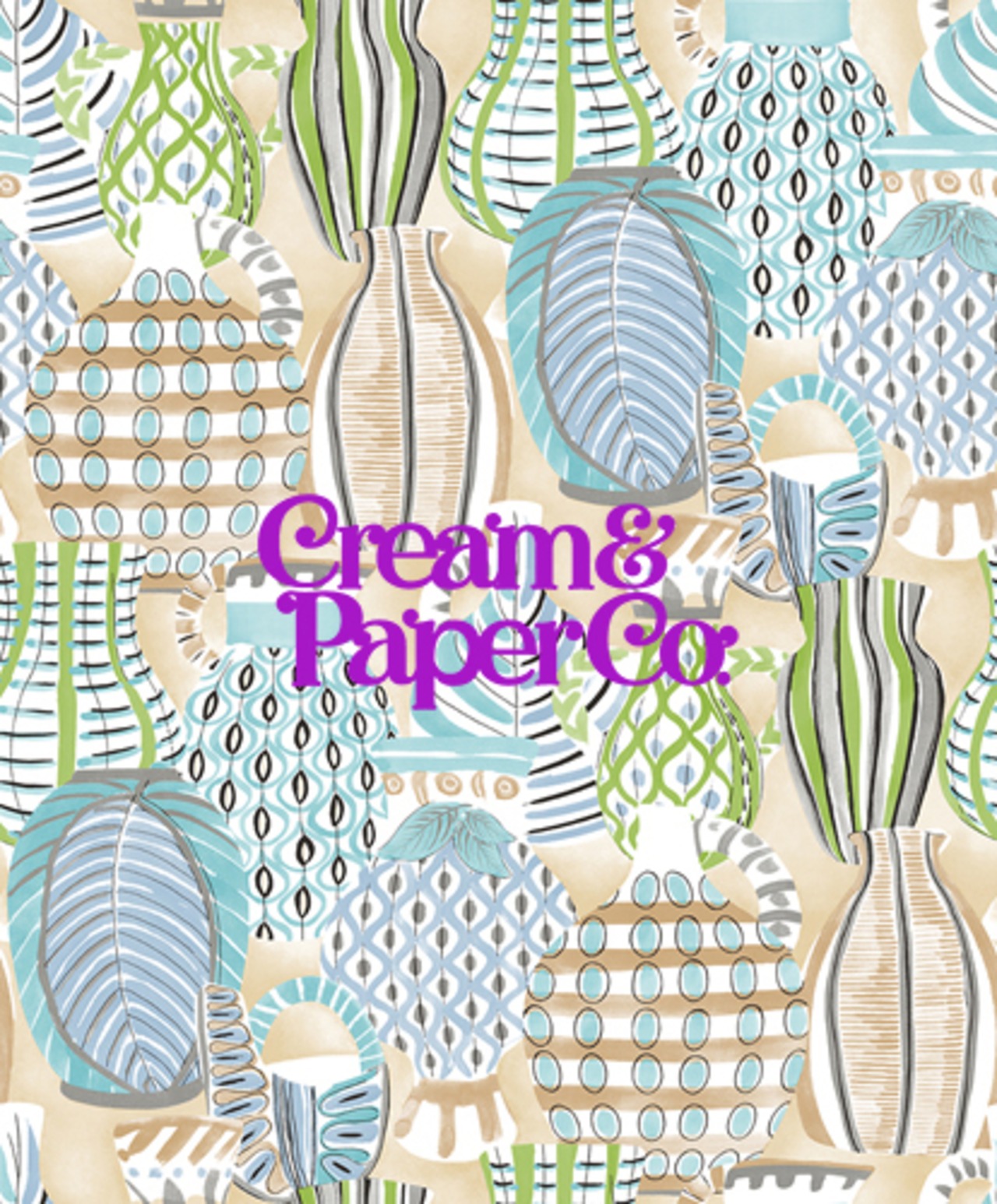 ライトベージュ×ライトブルー・ライトグリーン つぼ柄 FL1-778602MT for DIY 53㎝×10m リピート64㎝