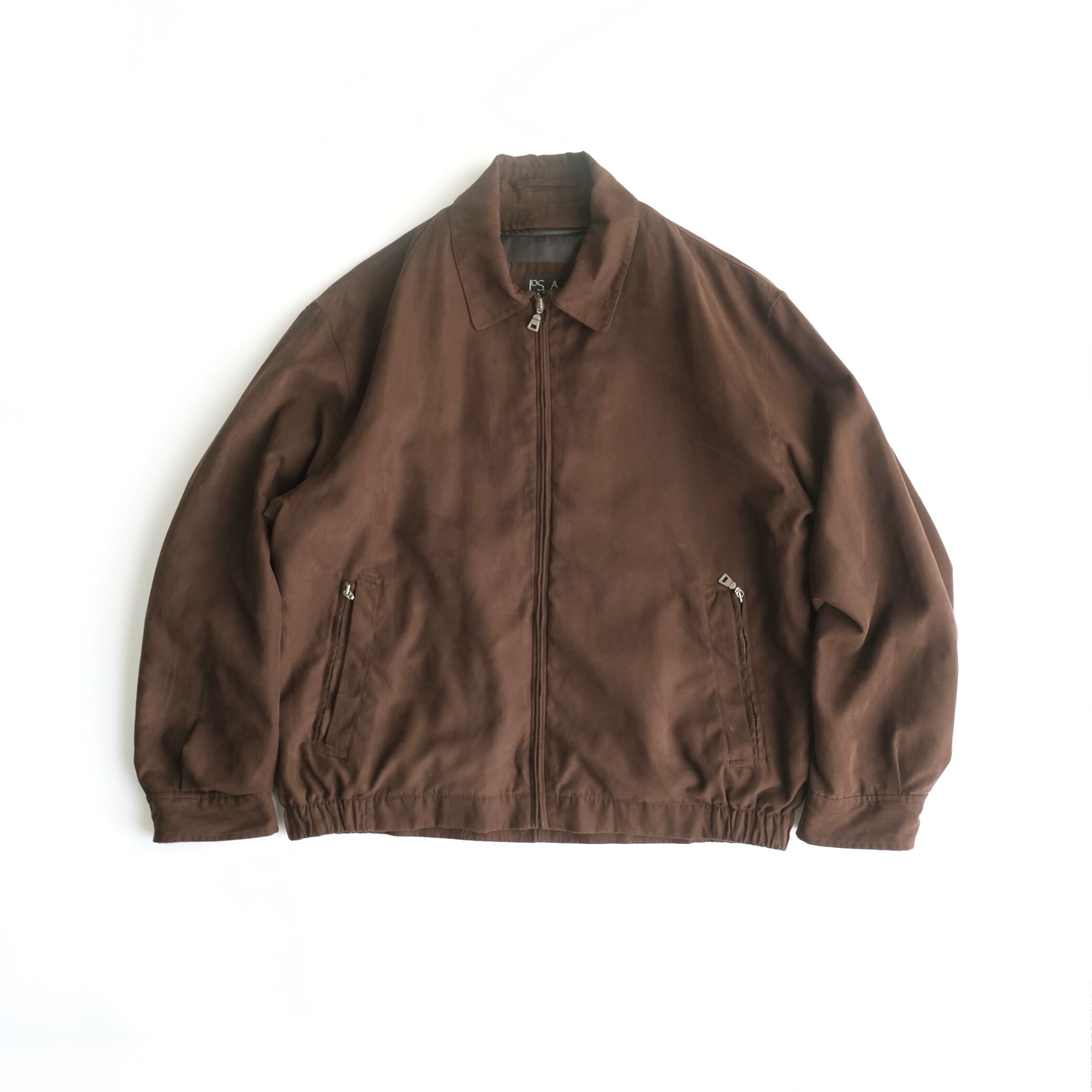 JOS.A.BANK】90's Peach Skin Zip Up Jacket With liner Brown L | RE