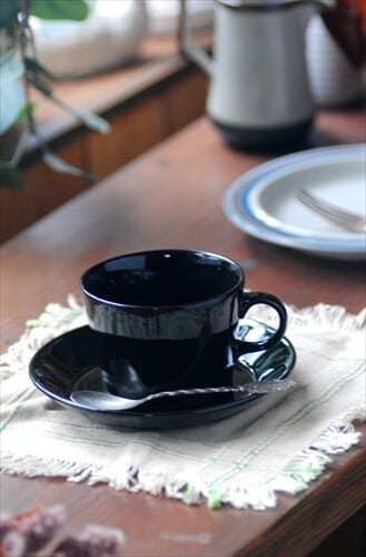 ARABIA アラビア Teema ティーカップ＆ソーサー ブラック ティーマ