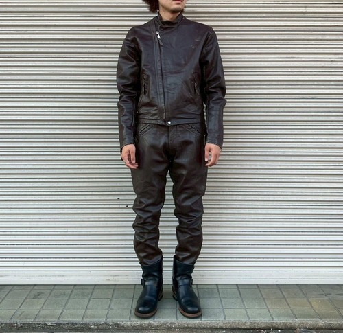 極上 60s Langlitz Leathers ラングリッツレザー セットアップ キャスケード ライダース ジャケット ヴィンテージ ブラウン 50s M