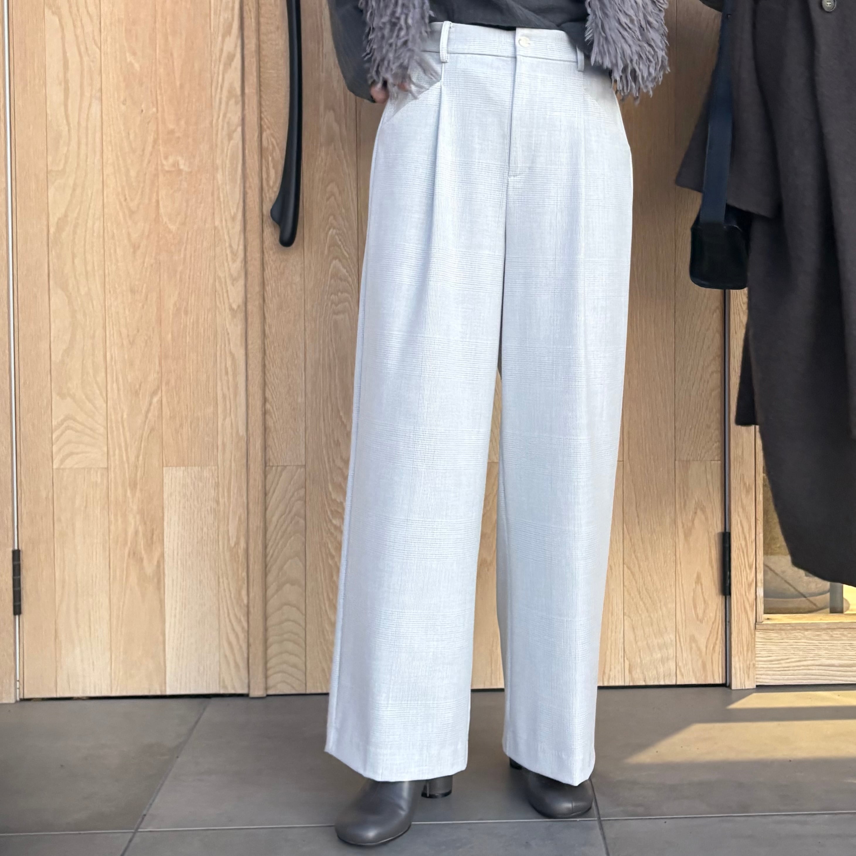 【 Praia 】グレンチェックタックパンツ