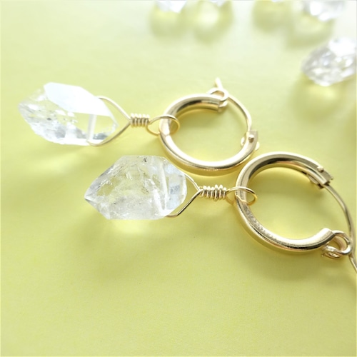 指原莉乃さん着用14kgf*Herkimerdiamond hoop pierced earring / earring