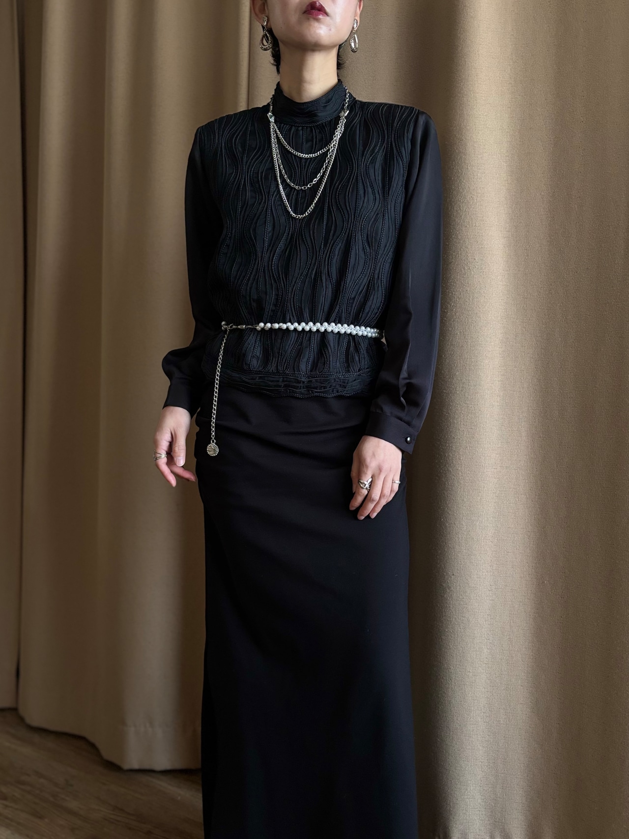 mode black high neck tops-5155-2