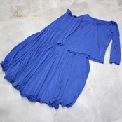 社交ダンス 衣装 スタンダード 上下セット ツーピース レッスンウェア パーティ衣装 SICO-PON Create-Sun クリエイトサン 青 ブルー系 ダンス衣装 フォーマル 伸縮性 上下セットアップ レディース ロイヤルブルー スカート ロングスカート ツーピース パーティー用 発表会 体型カバー おしゃれ かわいい クリエイトサン 使いやすい ティーチング 衣装セット おすすめ