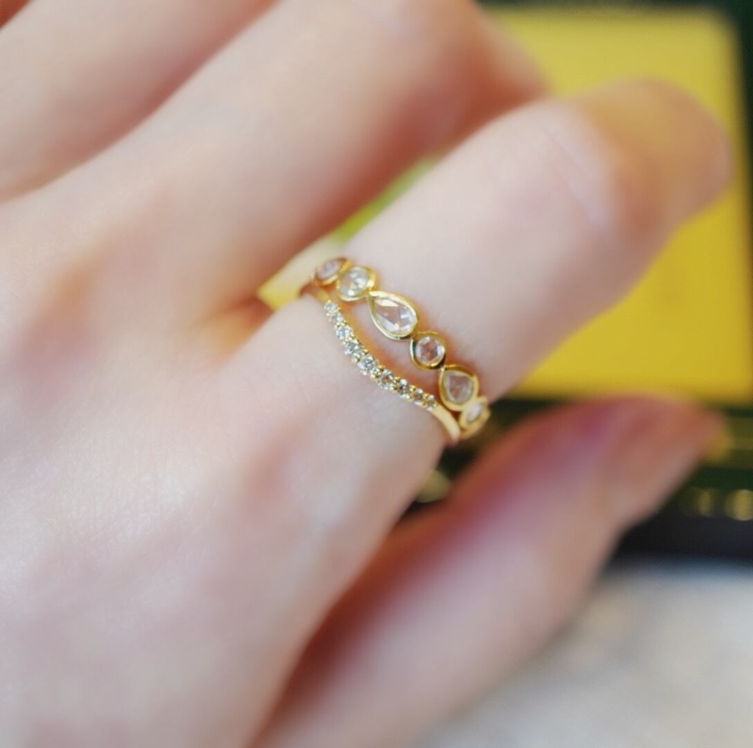 order ring】10kゆるV字ダイヤモンドハーフエタニティリング | myuto