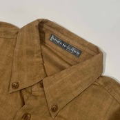 リネン混 GREENCLUBS グリーンクラブ ワーナーコラボ BD ボタンダウン 半袖シャツ 3/ベージュ メンズ ゴルフ