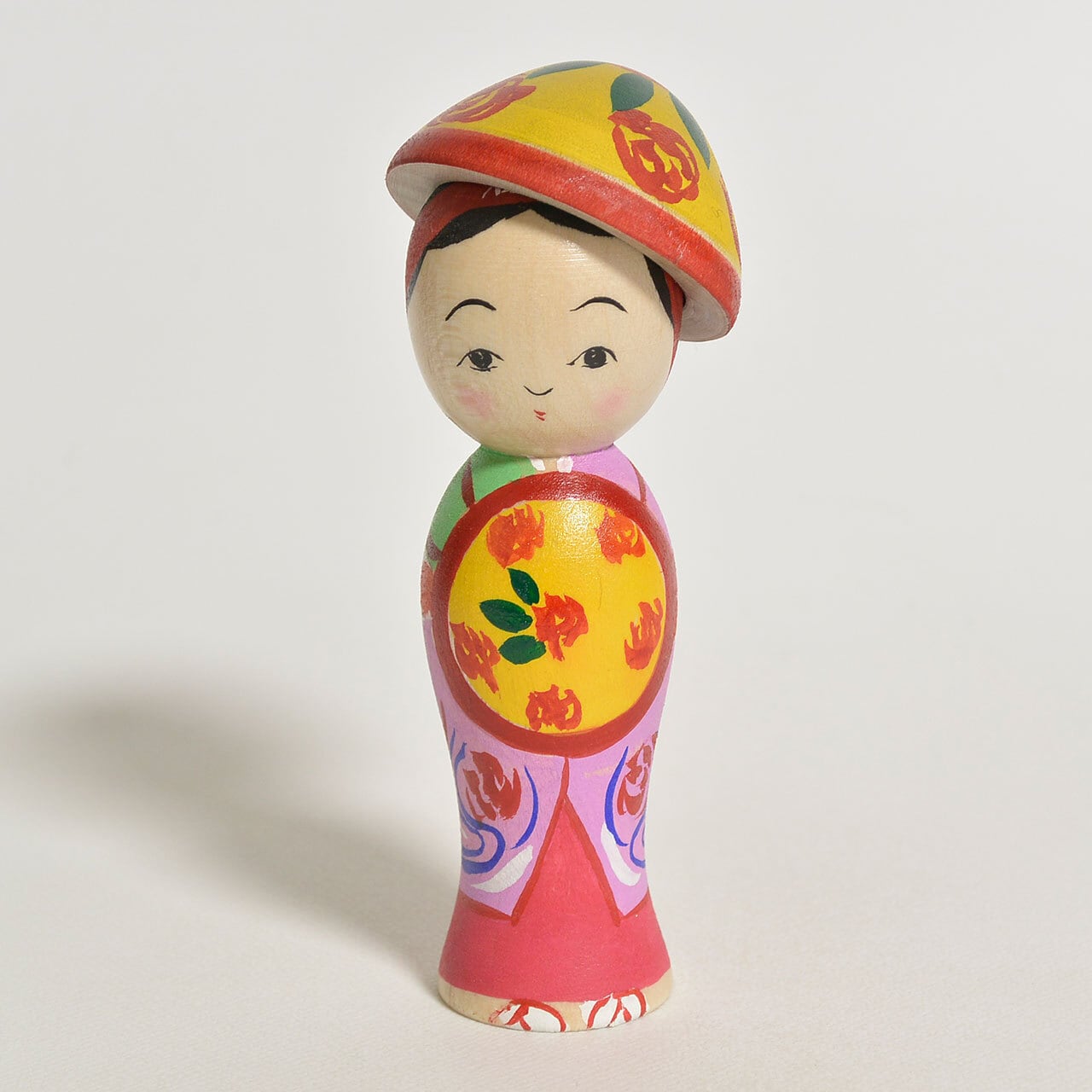 花笠こけし 約3寸 約9cm 志田菊宏 工人（蔵王高湯系）#0081 | コケシア
