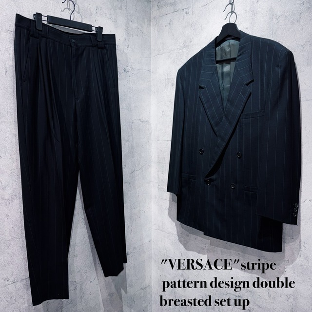 "VERSACE"stripe pattern design double breasted set up