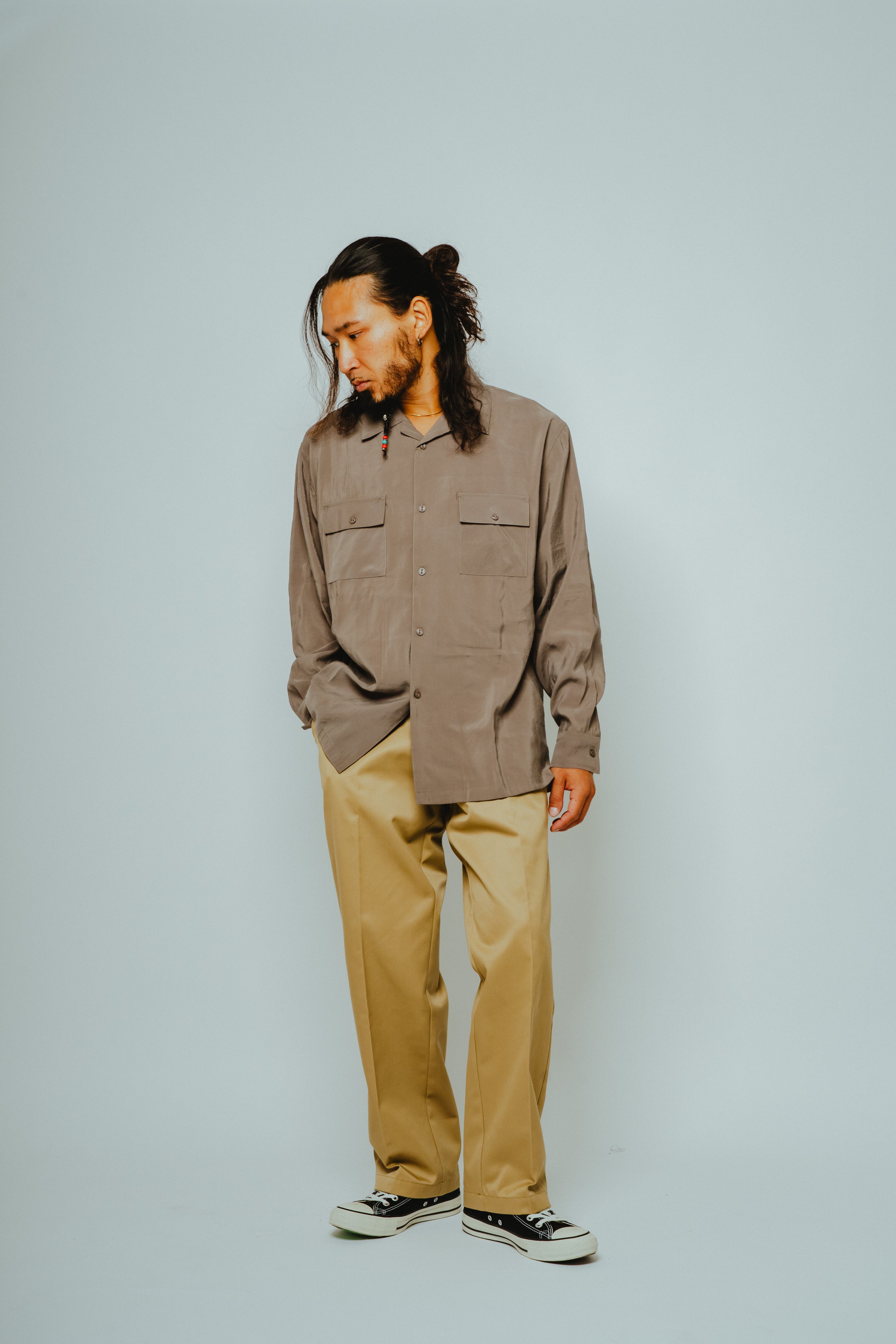 Rayon Mix Open Slit L/S Shirt - 102615250 | 【BIG MIKE / ビッグ