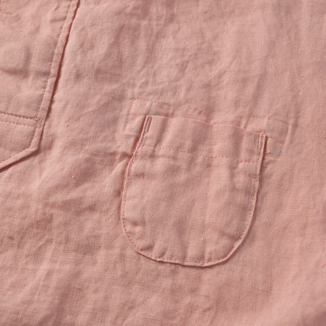 快晴堂 カイセイドウ マリネ半袖プルオーバーシャツ・ピンク 快晴堂デザインが満載のリネンシャツ