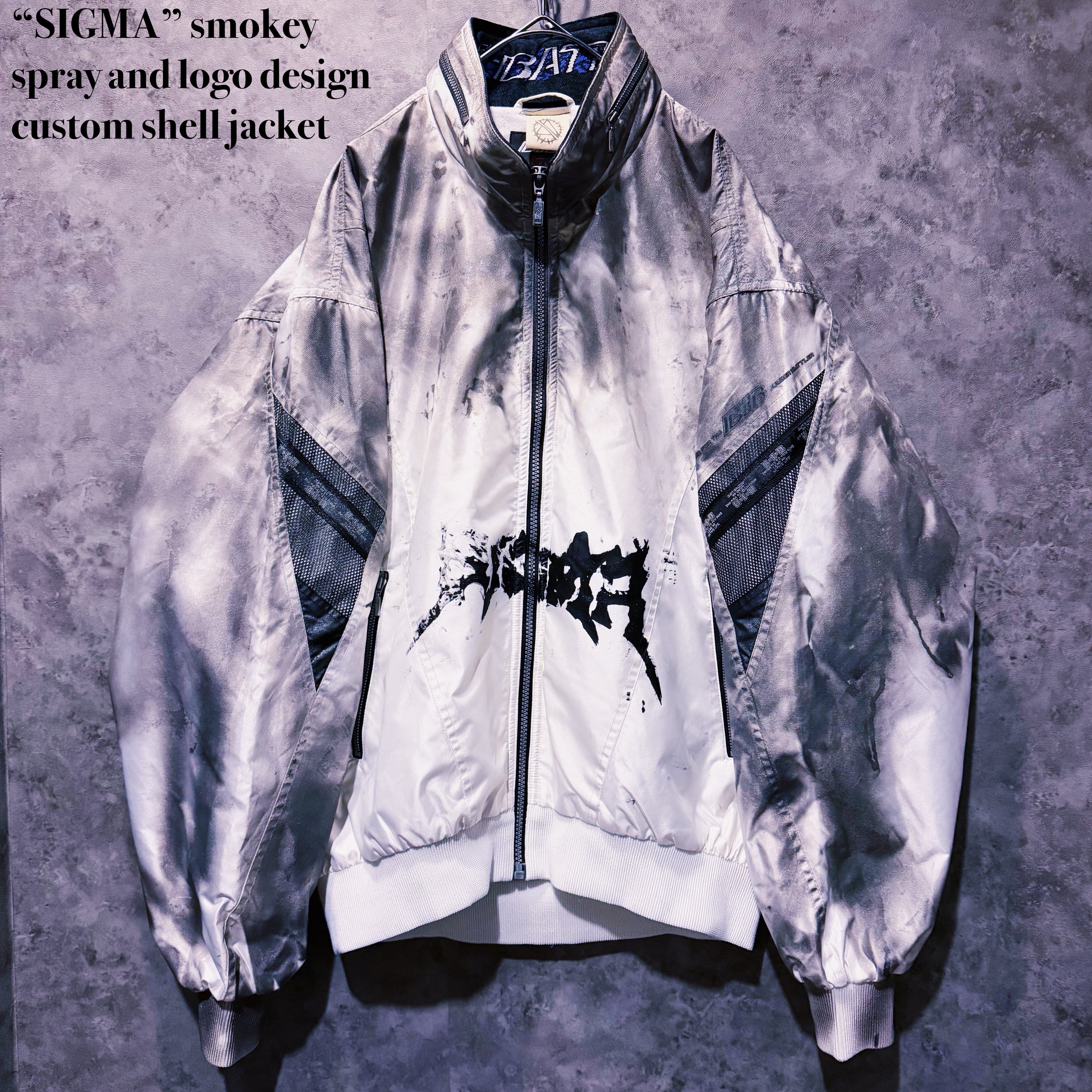 【 doppio】“SIGMA” smokey spray and logo design custom shell jacket