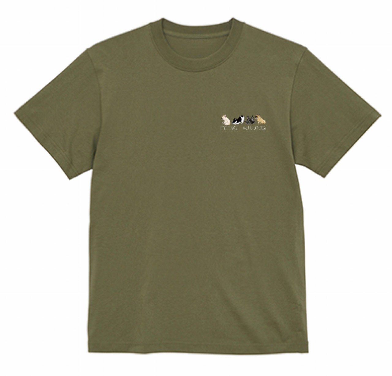 【試作品(新品未着用)】フレンチブルドッグTシャツ_カーキ(Lサイズ)