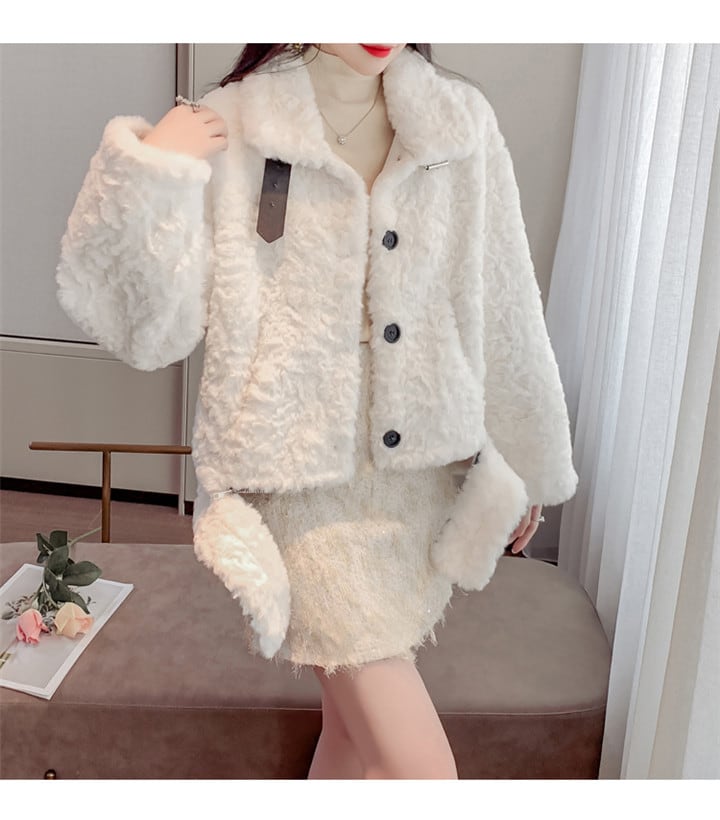 長袖 子羊の毛 ファー コート 上品映え 暖かい 厚手 快適である ゆったりする