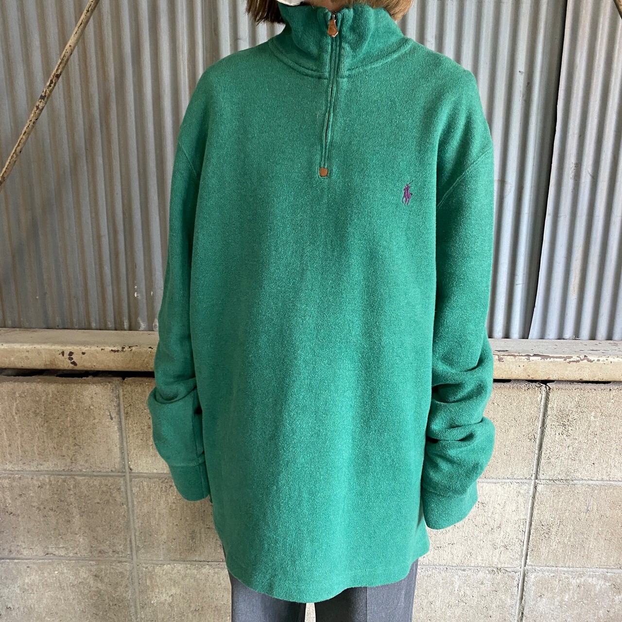 ポロ ラルフローレン ハーフジップ リブスウェット メンズL 古着 Polo 