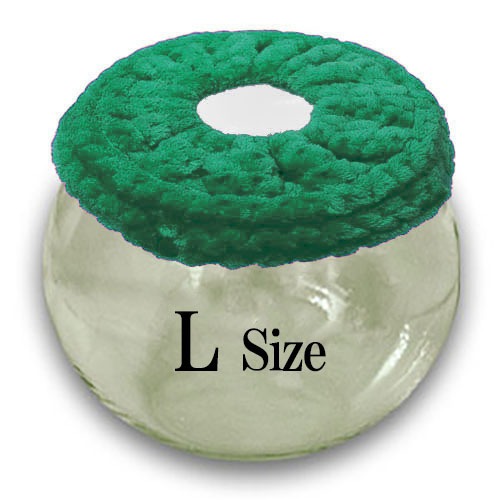 【Lサイズ】ダークグリーン　チンチラ　デグー　砂浴び容器　飛び散り防止　ブラッシング効果  Chinchilla's glass ball for dust bath [L size] fluffy ring is [dark green color] .