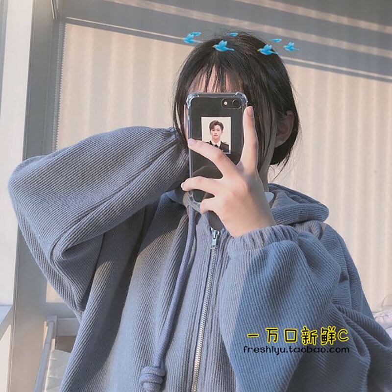 ウィンターセーター ルーズジッパーフードジャケット スタンダードカーディガン レトロ 大きめサイズ 冬物 ケッペル47490946616